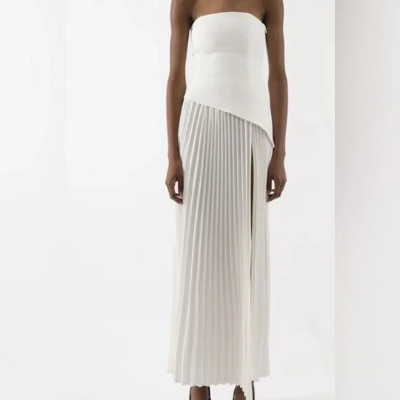 Arakii White pleated maxi dress with split detail xs - Picture 4 of 6